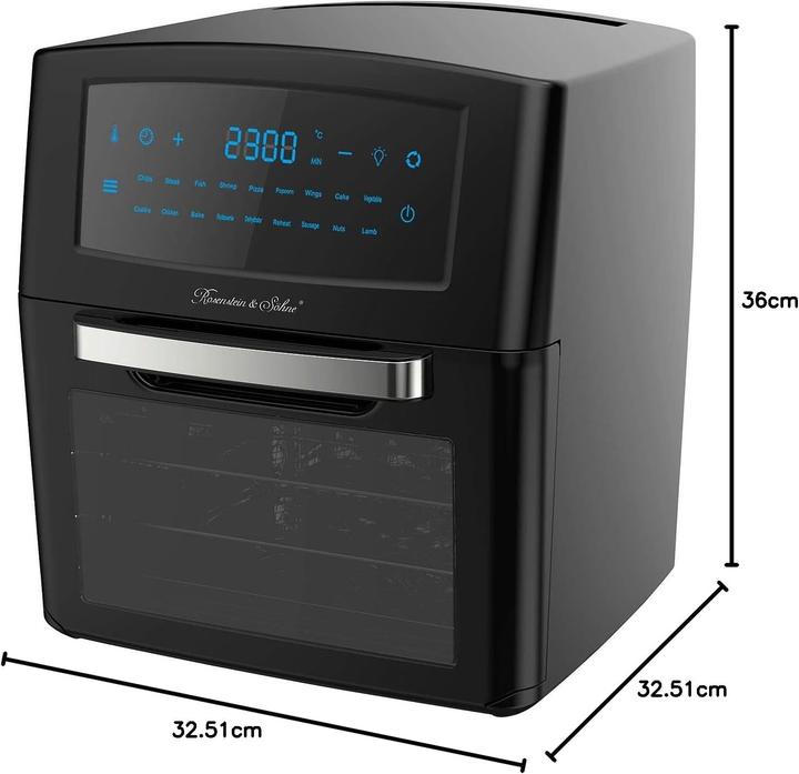 Immagine prodotto Rosenstein & Söhne Friggitrice digitale XXL ad aria calda e mini forno a convezione, 18 programmi, 12 l