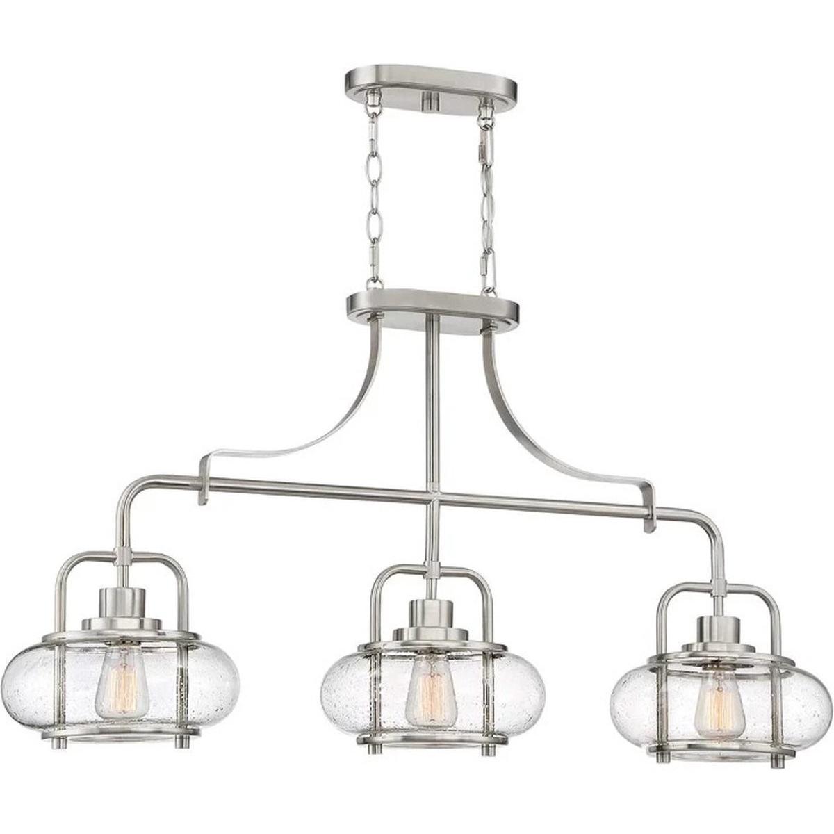 Elstead Lighting Argento Lampada A Sospensione, Lampada A Sospensione Trilogy E27 Triplo Nichel Spazzolato (E27)