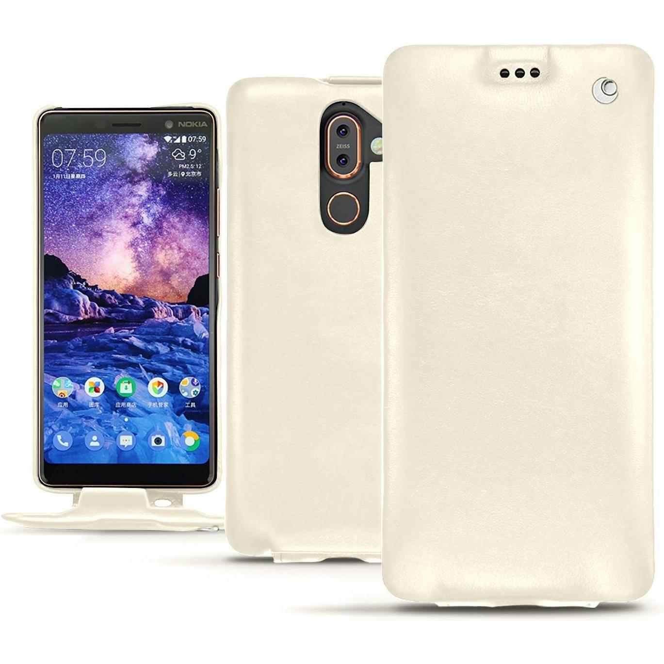 Noreve Lederschutzhülle vertikal (Apple iPhone 7 Plus), Smartphone Hülle, Weiss