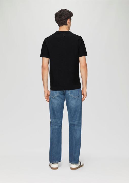 Produktbild S.Oliver Strickpullover Gestricktes Poloshirt mit Flammgarnstruktur (XXL)