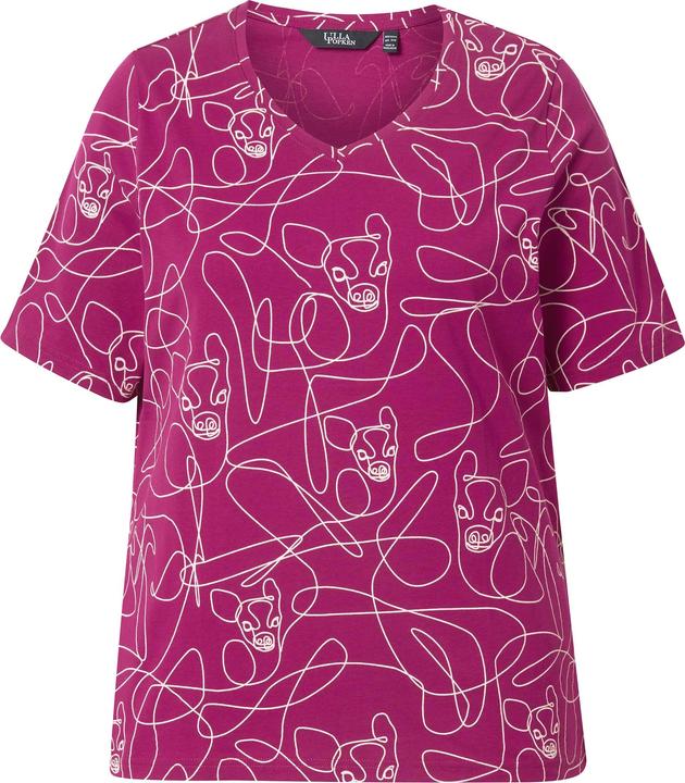 Immagine prodotto Ulla Popken T-shirt classica con design con animale, scollo a V e mezze maniche (46, 48)