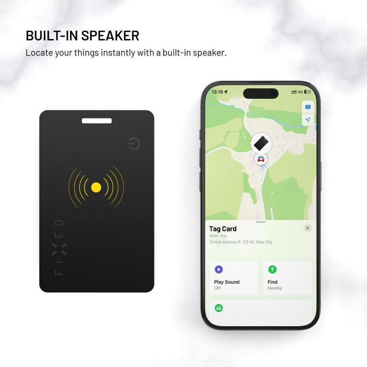 Actual product image Fixed Tag Card 2 with Find My support, black