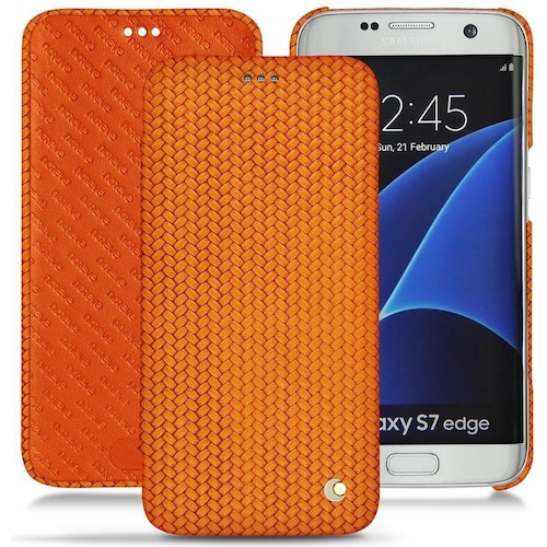 Noreve Lederschutzhülle horizontal (Samsung Galaxy S7 Edge), Smartphone Hülle, Orange