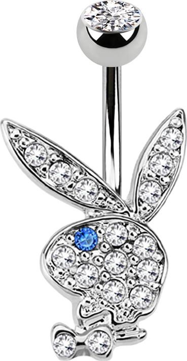 Produktbild Star Piercing Banane silber mit Playboy Bunny blau (Chirurgenstahl 316L, ohne Messing)