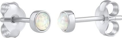 Actual product image Silvego Silver earrings with white synthetic opal LPS0933W