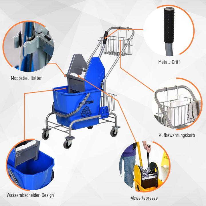 Produktbild Homcom Putzwagen Kunststoff, Metall Blau