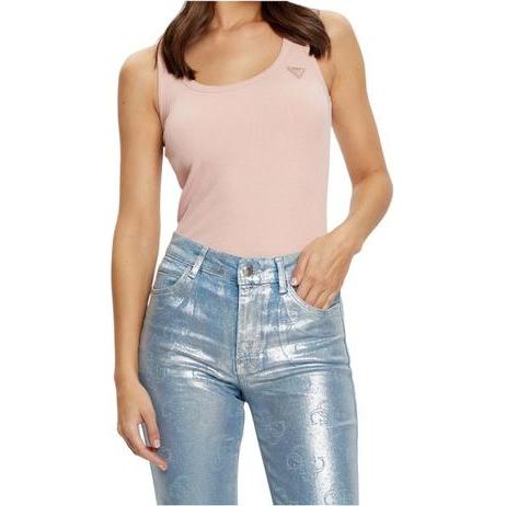 Guess, Donne, Maglietta, Colette Damen Rippen-Tanktop Rosa, Rosa, (XS)