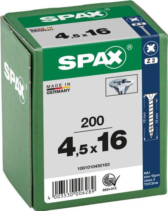 Image du produit Spax Tête Fraisée à Empreinte Cruciforme Z2 Entièrement Filetée Wirox (200 Vis par pièce)