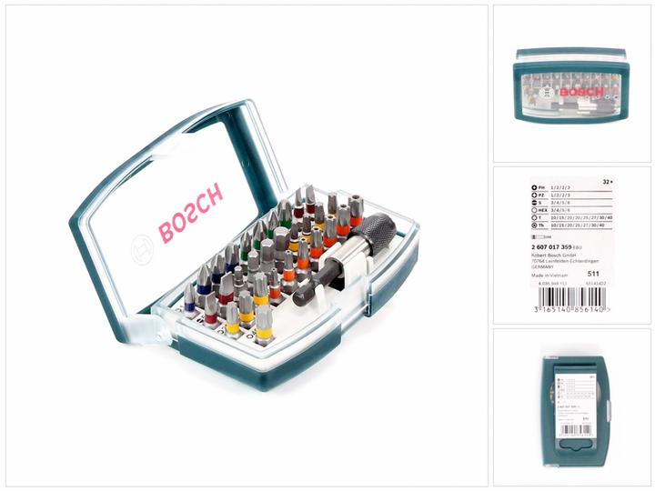 Produktbild Bosch Professional Zubehör Schrauberbit Set (Kreuz Phillips PH M1, Kreuz Phillips PH M2, Kreuz Phillips PH M3, Kreuz Pozidriv PZ M1, Kreuz Pozidriv PZ M2, Kreuz Pozidriv PZ M3, Sechskant (hexagonal) M3, Sechskant (hexagonal) M4, Sechskant (hexagonal) M5, Sechskant (hexagonal) M6, Schraubschlitz M3, Schraubschlitz M4, Schraubschlitz M5)