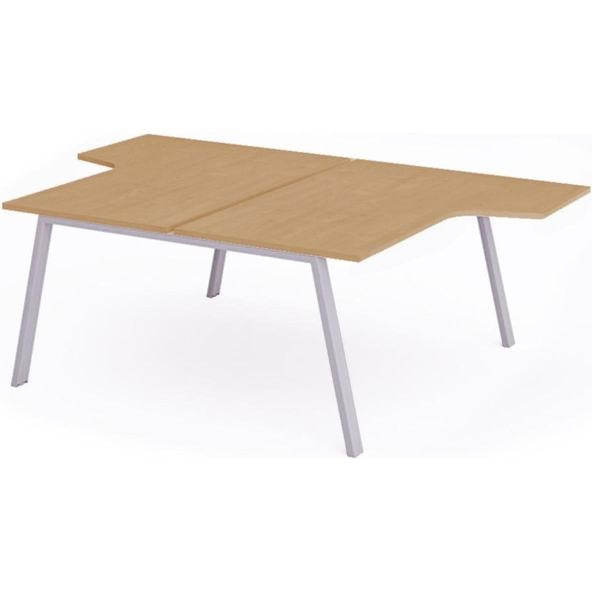Rocada, Schreibtisch, Mehrfacharbeitstisch Blanca L-Form BxTxH 160x163x240x73cm Gestell grau Platte Melamin buche