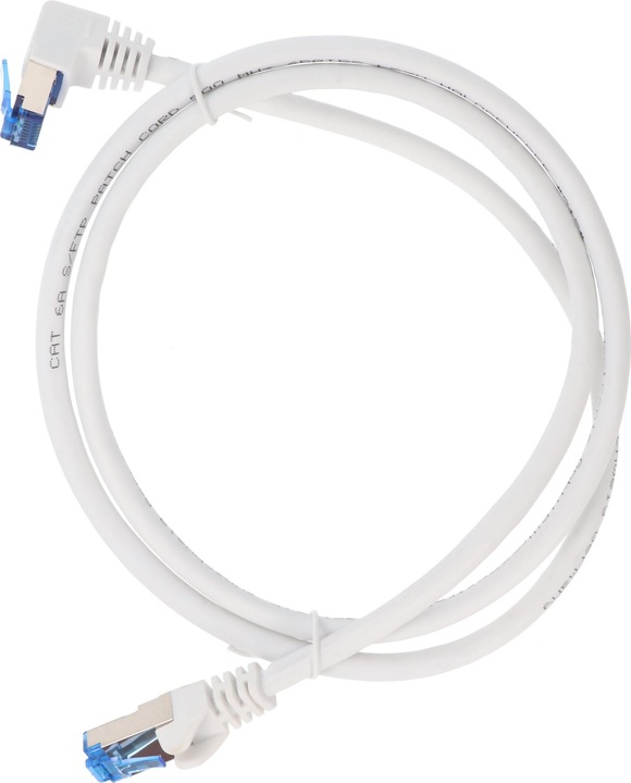 Produktbild Goobay CAT 6A Patchkabel 1x 90° gewinkelt, S/FTP (PiMF), Weiss, 3 m (S/FTP, CAT6a, 3 m)