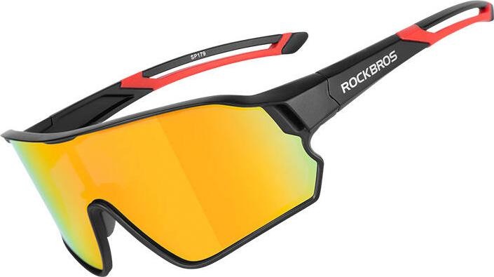 Rockbros Polarized cycling glasses 10135R (red) (Black Red, Rot)