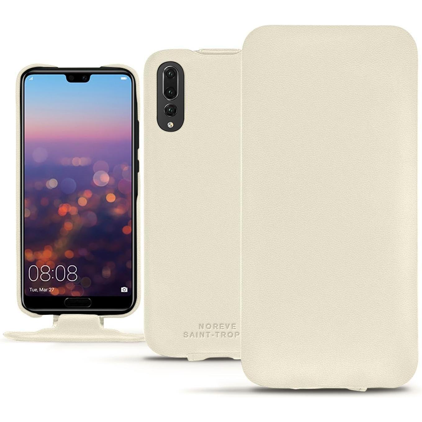 Noreve Lederschutzhülle vertikal (Huawei P20 Pro), Smartphone Hülle, Weiss