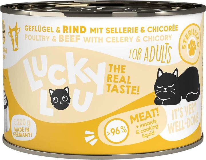 Produktbild Lucky Lou Geflügel & Rind mit Sellerie und Chicoree (Adult, 1 Stk., 200 g)