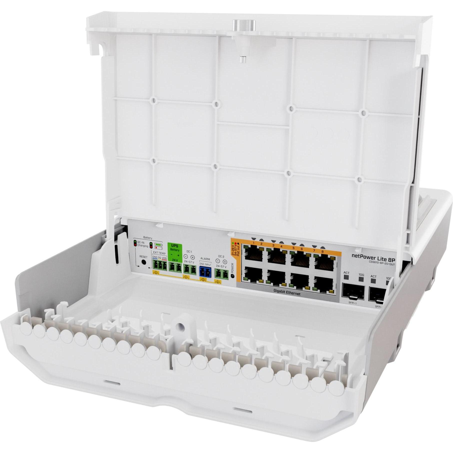 MikroTik netPower Lite 8P CSS610-8P-2S+OUT (8 porte), Switch di rete, Bianco