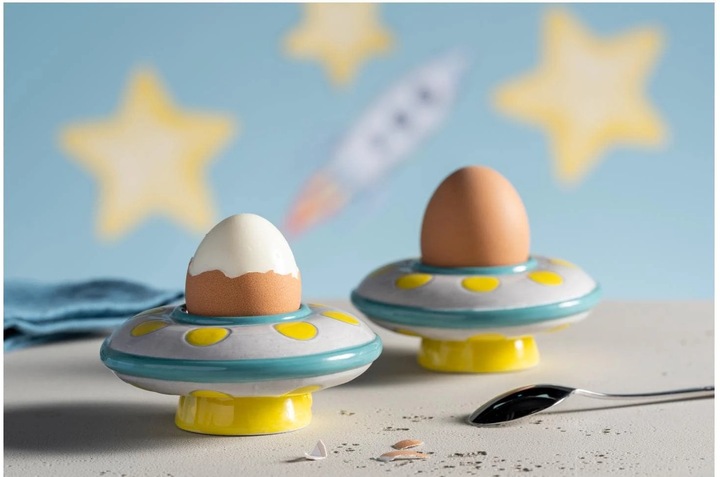 Immagine prodotto Leonardo Portauovo per bambini Avventura UFO, Giallo/Turchese/Bianco (1 x)
