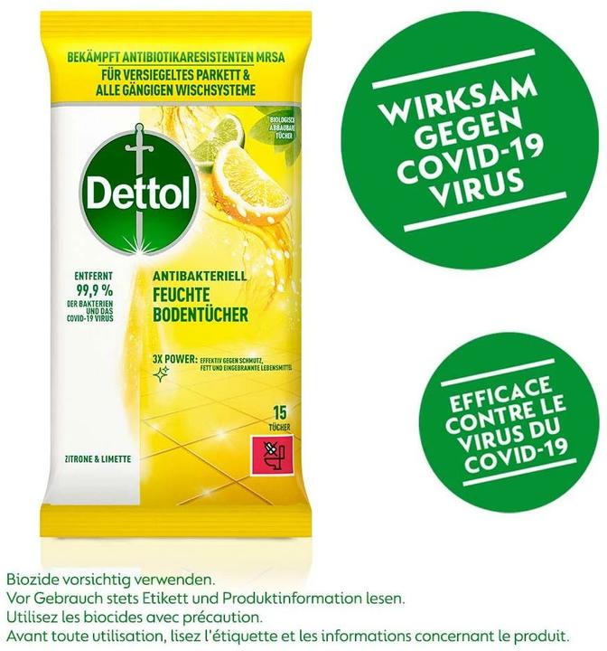 Image du produit Dettol Lingettes nettoyantes de sol humides citron et lime