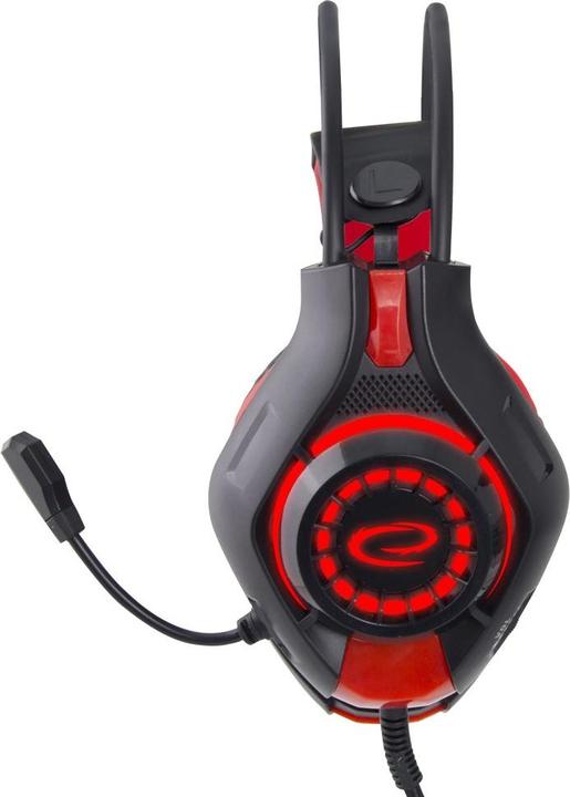 Actual product image Esperanza EGH420R Headphones with Microphone Headband Black Red (NC, Cable)