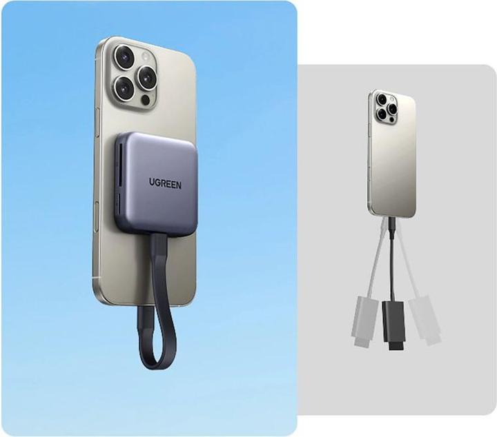 Image du produit Ugreen 3-in-1 Memory Card Reader CM898 – USB-C / MagSafe / SD & TF – Black (USB-C)
