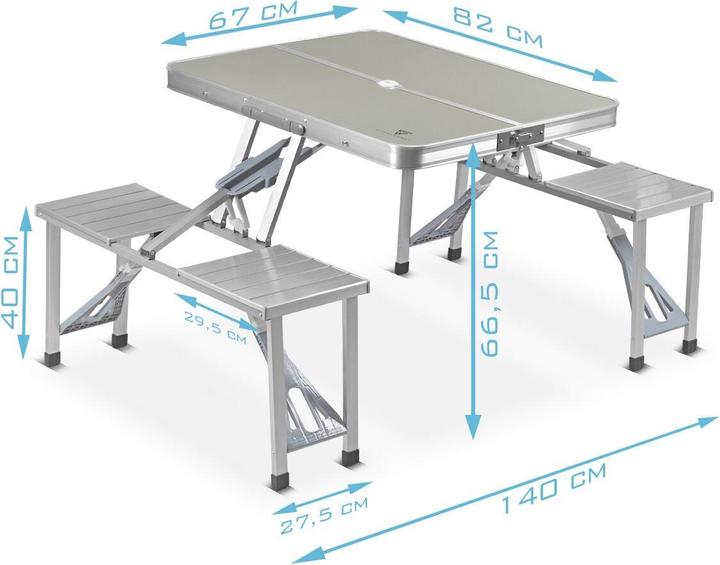 Image du produit Stahlwerk Table de camping avec chaises Set de table pliante en aluminium