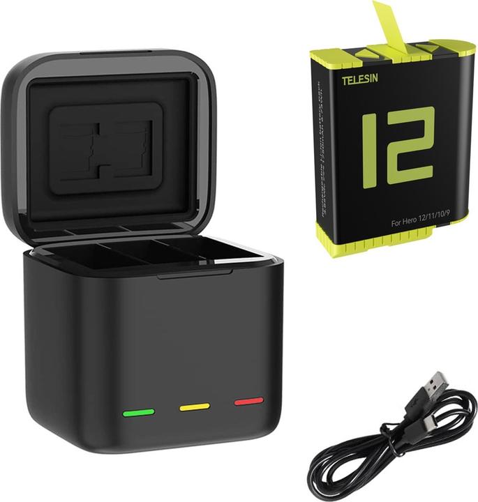 Image du produit Telesin Triple Battery Charger Box + 1 Battery GoPro 9/10/11/12 (T-GP-BNC-100)