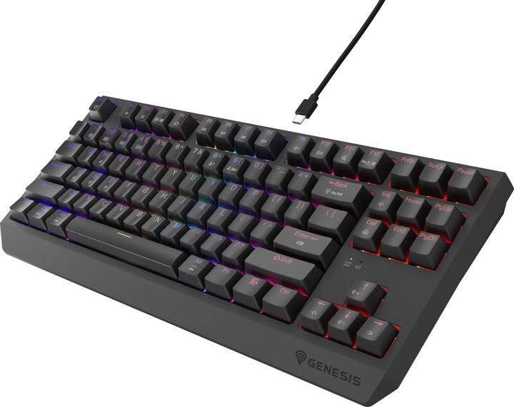 Actual product image Genesis herní klávesnice THOR 230/TKL/RGB/Outemu Silent Lemon/Bezdrátová USB + Bluetooth/US layout/Č (US, Cable, Wireless)