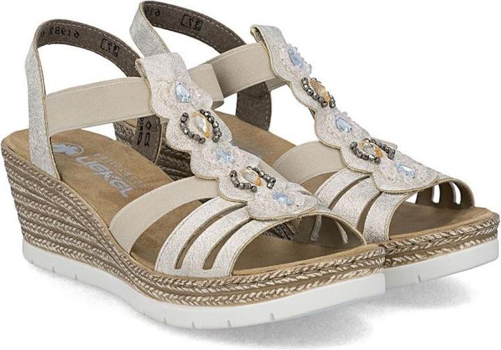 Actual product image Rieker Women's comfortable beige espadrille sandals 619B2-60 (38)