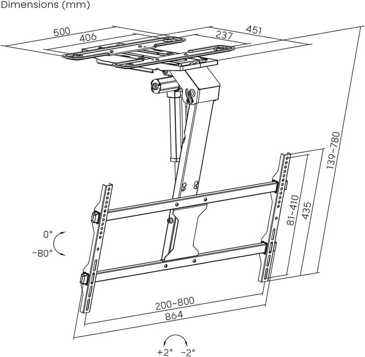 Produktbild Maclean Elektrische Deckenhalterung mit Motor, Tuya-Fernbedienung, Neigung -80°, Anti-Kollisionsschutz (Decke, 45 kg, 43" - 86")