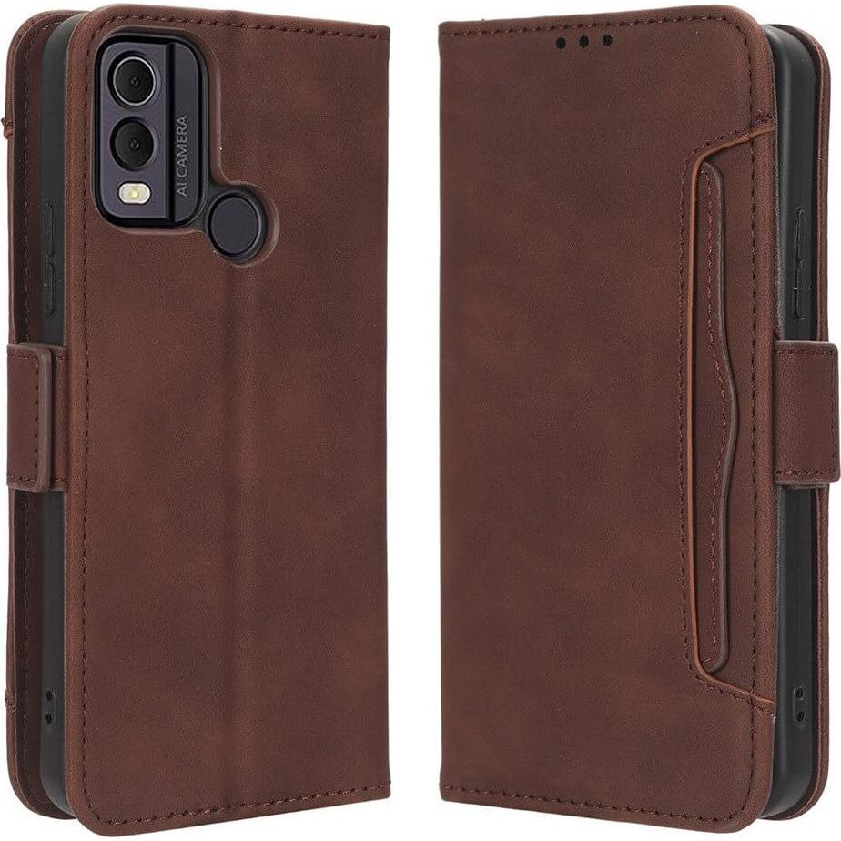 Cover-Discount Nokia C22 - Etui mit vielen Kartenfächer braun (Nokia C22), Smartphone Hülle, Braun