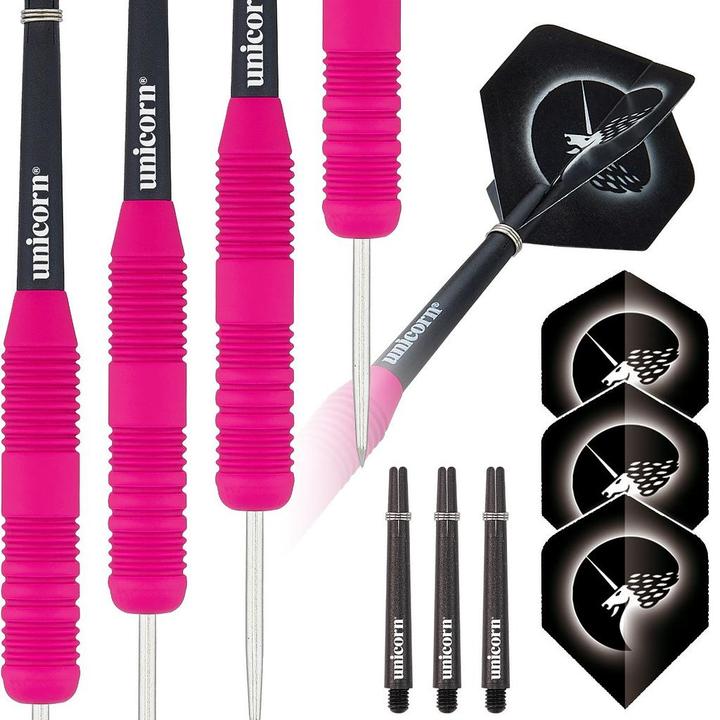 Image du produit Unicorn Core Plus Rubberised Pink Fléchettes en acier 1 jeu (26 g)