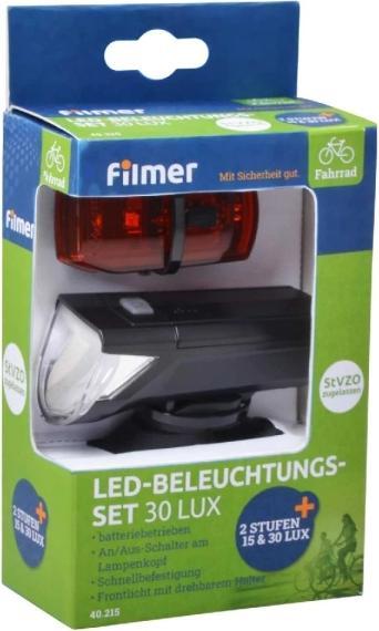 Actual product image Filmer Bike light set 30 LUX LED battery-powered Black