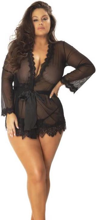 Produktbild OhLaLa Cheri Durchsichtiger Kimono mit Tanga kurvig (XL, XXL)