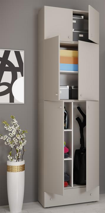 Produktbild VCM Holz Besen Putzschrank Lona mit Drehtüren Schublade Aufsatz (70 x 39 x 240 cm)