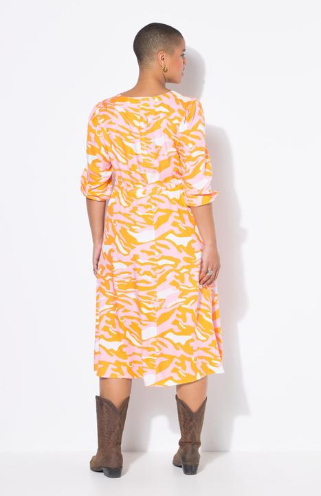 Image du produit Studio Untold Robe midi manches 3/4, imprimé zébré coloré, coupe évasée (46, 48)