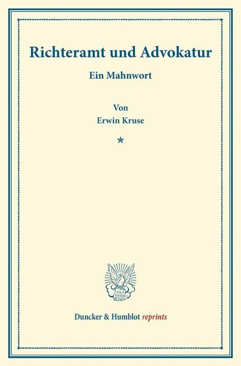 Produktbild Richteramt und Advokatur (Deutsch, Erwin Kruse, 2013)