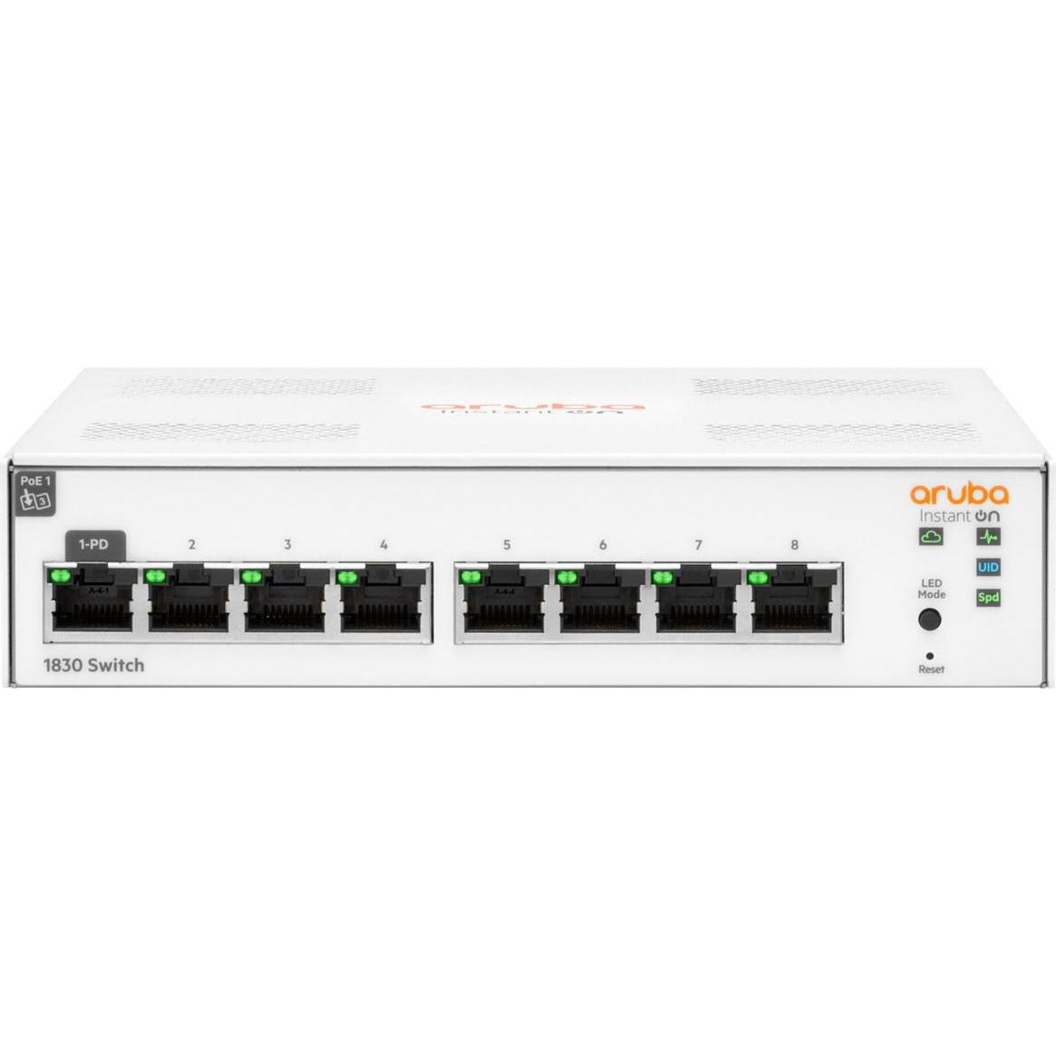 HPE Aruba Switch IOn 1830 8G (8 Ports), Netzwerk Switch, Grau