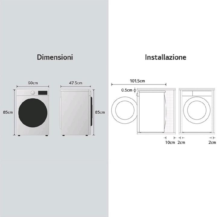 Produktbild LG F2R3S08NSWB Waschmaschine 8kg AI DD, Klasse A-10%, 1200 U/min, Dampf, AI Wash (8 kg, Links)