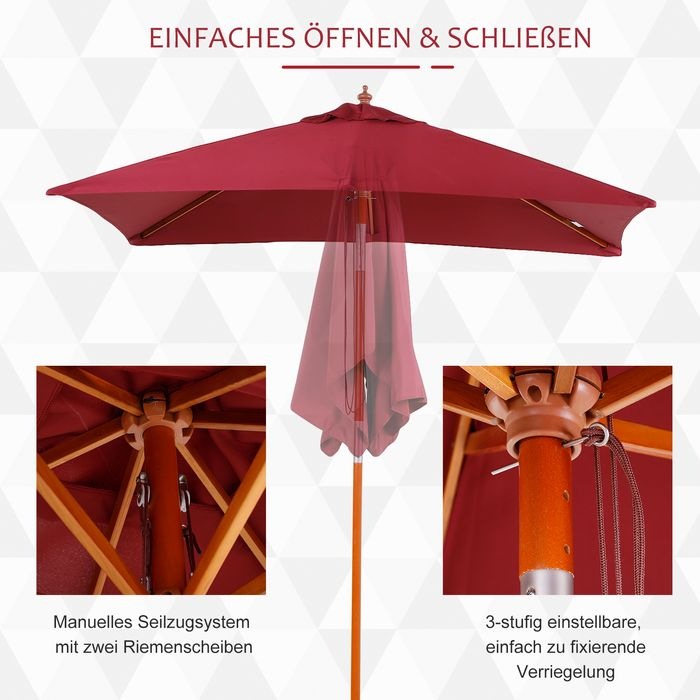 Image du produit Swisshandel24 Parasol 3 branches sapin+polyester bordeaux 200 x 150 x 230 cm (1.50 m)