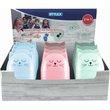 Roost, Spitzer, Spitzer mit Radierer 42600 Katze, 3 Farben