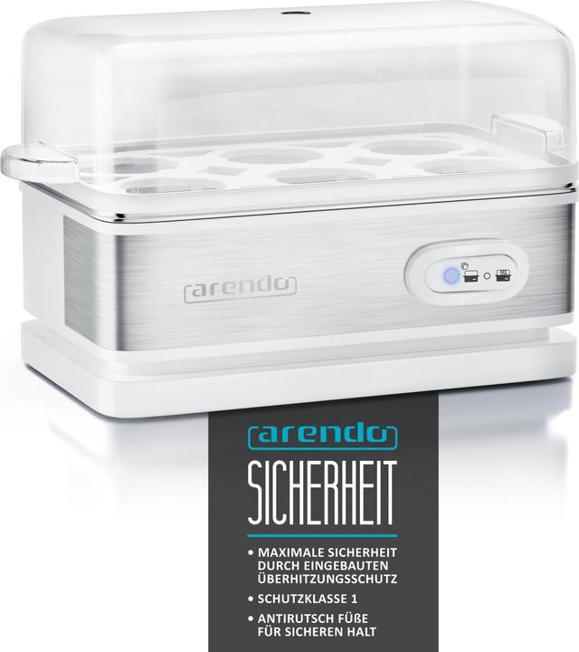Actual product image Arendo Stainless steel egg boiler 6-fold, 400 W, stainless steel, keep-warm function, hardness level