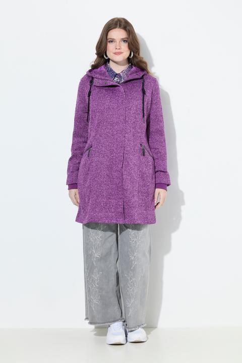 Immagine prodotto Ulla Popken Giacca in maglia e pile con cappuccio, tasche con zip e cerniera a cursore doppio (58)