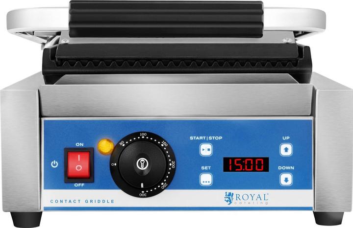 Produktbild Royal Catering Kontakgrill geriffelt Panini Toaster Elektro Grillplatte Timer 1.800 W Gastro