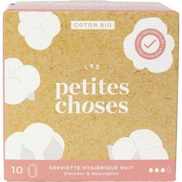 Les Petites Choses serviettes hygiéniques nuit coton bio (10 x)