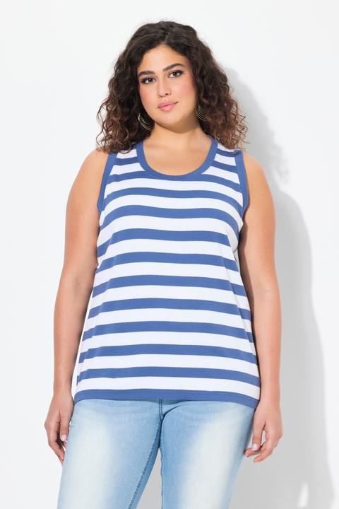 Immagine prodotto Ulla Popken Top dal taglio smanicato in jersey a costine a righe con scollo rotondo (58)