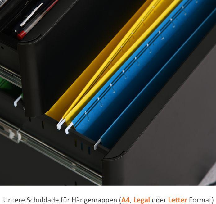 Image du produit Swisshandel24 Caisson roulant, appareil mobile avec 3 tiroirs, armoire de bureau, rangement, acier, noir, 39 (39 x 48 x 59 cm)