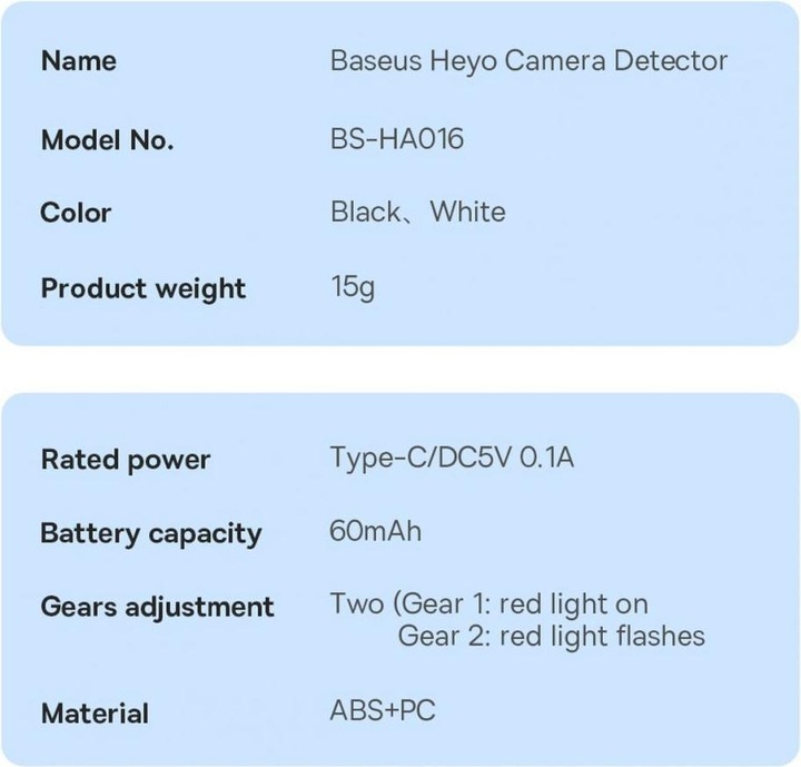Actual product image Baseus Heyo Camera Detector (Various)
