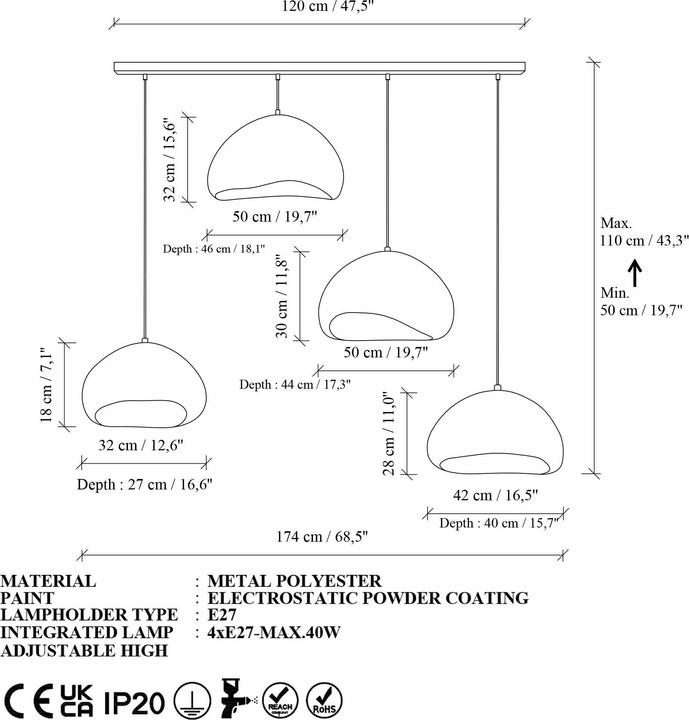 Produktbild Opviq Loval Chandelier 4 Socket (E27)