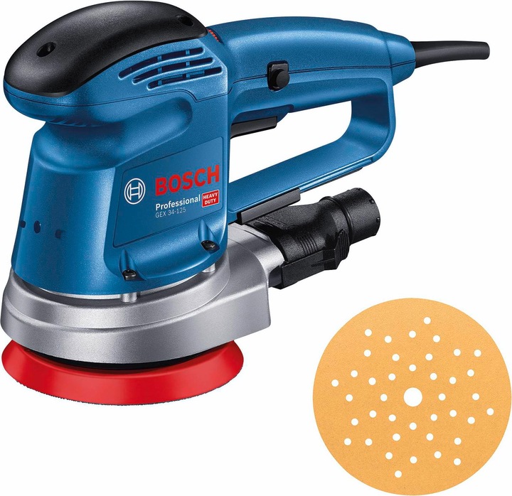 Produktbild Bosch Professional Exzenterschleifer GEX 34-125, Schleifteller, 1 x Pap.staub-btl., 1 x Absaugad. (Exzenterschleifer, 340 W)