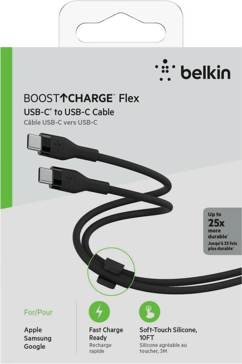 Immagine prodotto Belkin Cavo di ricarica USB Boost Charge Flex USB C - USB C 3 m (3 m, USB 2.0, 60 W)