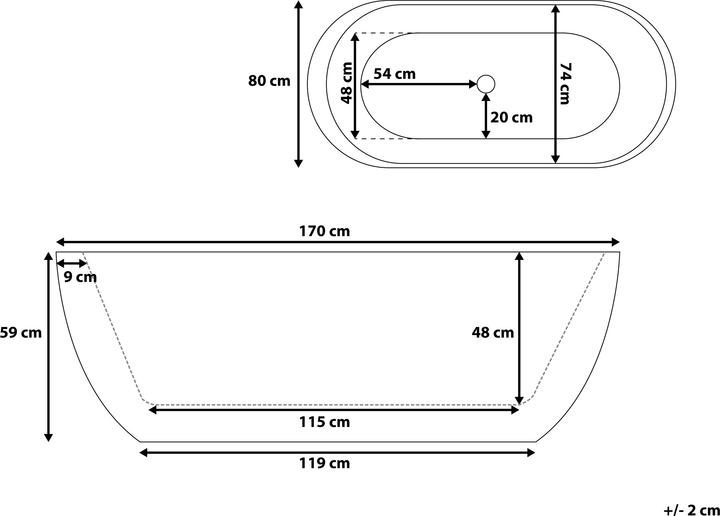 Actual product image Beliani Bath tub free-standing white oval 170 x 80 cm NEVIS (264 l, 170 cm, 80 cm)